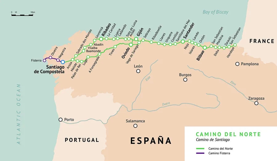 Camino del Norte Route Map